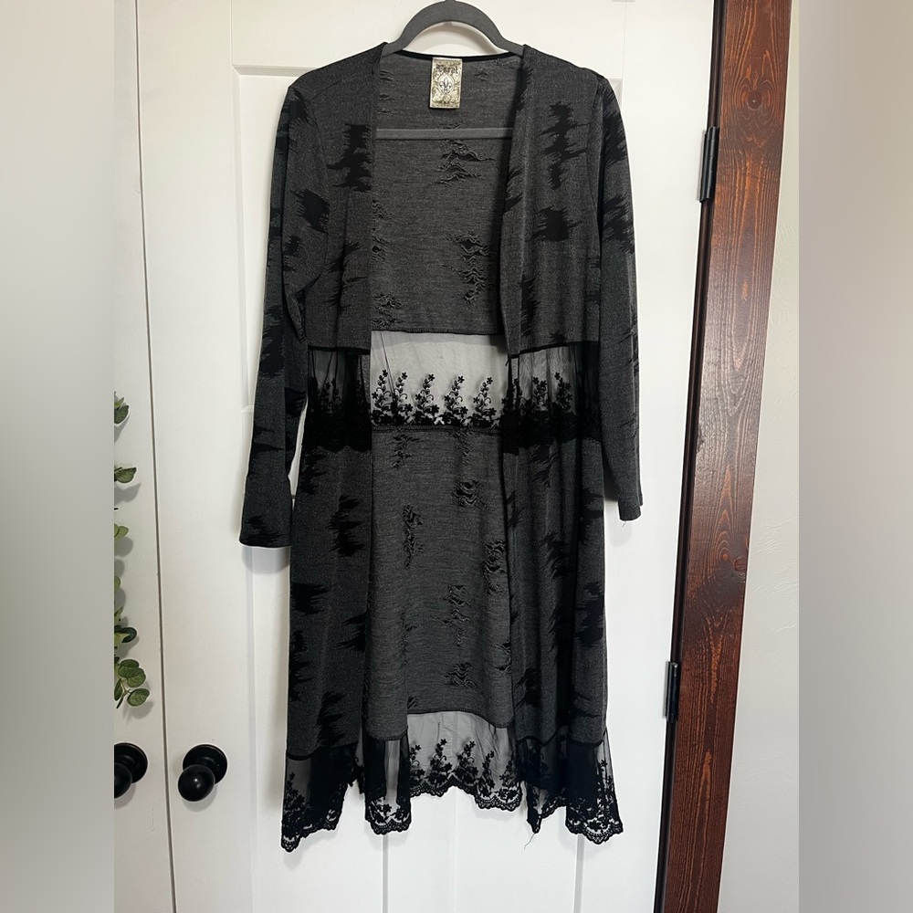 Coral grey with lace women’s duster